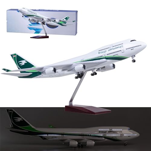 18,5-Zoll-Modellflugzeug Irak B747 Im Maßstab 1:150, Modell-Düsenflugzeug, Sammlerstück, Kunstharz Mit Rädern, Druckguss, for Sammeln, Geschenk, Ornament (Size : LED B747) von GerRit