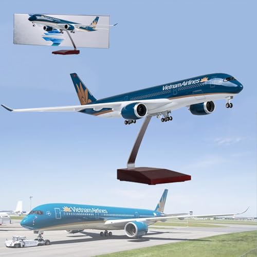 18,5-Zoll-Modellflugzeug Vietnam A350 Im Maßstab 1:30, Sammlerstück, Kunstharz Mit Rädern, Druckguss, for Sammeln, Geschenk, Ornament Mit Sockel (Size : A350) von GerRit