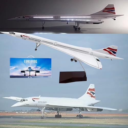 19,7" 1:125 Air France Concorde Modell Jet Passagierflugzeug Modell Vorgefertigtes Flugzeugmodell Druckguss-Metallsimulation Luftfahrtsammlung Geschenk (Size : LED British Airways) von GerRit