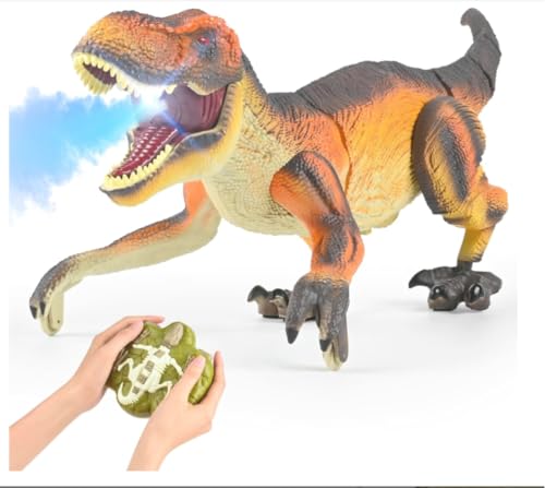 LED Ferngesteuertes Dinosaurier Spielzeug, 2.4 GHz RC T-rex Dinosaurier Spielzeug mit Sprühen, Lichtern und Brüllen, Weihnachts- und Geburtstagsgeschenke für Kinder im Alter von 3-12 Jahren (Braun) von Gerbala