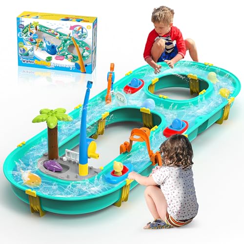 Gerbala Wassertisch Spielzeug für Jungen und Mädchen 3+ Jahr, Wasserbahn Kinder Draußen mit 6 Tierfiguren, 2 Booten und Angelrute, Wassertisch Kinder Outdoor für Balkon, Sandstrand, Wiesen Gerbala Wassertisch Spielzeug für Jungen und Mädchen 3+ Jahr, Wasserbahn Kinder Draußen mit 6 Tierfiguren, 2 Booten und Angelrute, Wassertisch Kinder Outdoor für Balkon, Sandstrand, Wiesen von Gerbala