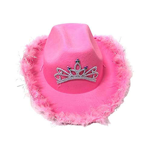 Western Cowboy Hut, Pink Crown Cowgirl Hut Für Frauen Mädchen, Blinkende Glänzende Tiara Verziert Cowgirl Hut, Weihnachtsfeiertags Abendkleid Par Kostü Zubehör Western Cowboy Hut, Pink Crown Cowgirl Hut Für Frauen Mädchen, Blinkende Glänzende Tiara Verziert Cowgirl Hut, Weihnachtsfeiertags Abendkleid Par Kostü Zubehör von Gereton