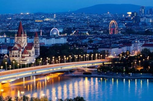 1000 Teile Puzzle für Erwachsene, Motiv: Wien Österreich, Nacht, Skyline, Holzpuzzle, Druck Donau, Fluss, A469, anspruchsvolle Puzzles für Freunde, Familie, Wanddekoration 1000 Teile Puzzle für Erwachsene, Motiv: Wien Österreich, Nacht, Skyline, Holzpuzzle, Druck Donau, Fluss, A469, anspruchsvolle Puzzles für Freunde, Familie, Wanddekoration von Geroclonup