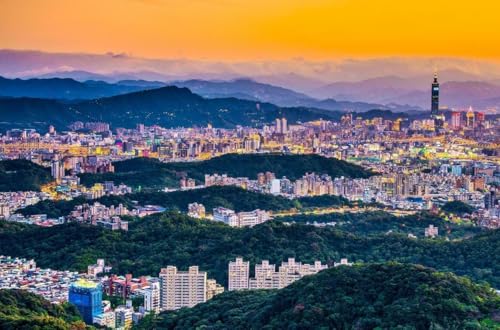 1000 Teile Puzzle für Erwachsene, Taipei Taiwan Skyline, glänzendes Poster, Bild, Fotodruck 101 Luftbild, A100, herausfordernde Puzzles für Freunde und Familie von Geroclonup