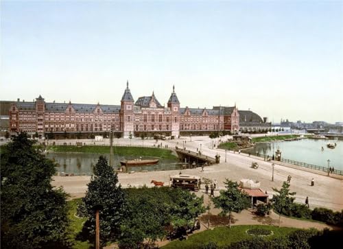 1000-teiliges Puzzle für Erwachsene, Motiv: Amsterdam, zentraler Bahnhof, glänzendes Poster, anspruchsvolle Puzzles für Freunde, Familie, Teenager, Wanddekoration, Kunst, 50 x 75 cm (A25) von Geroclonup