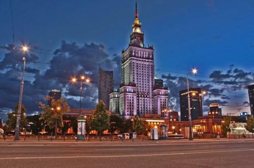 1000-teiliges Puzzle für Erwachsene, Motiv: Warschau, Polen, Skyline bei Nacht, Holzpuzzle, Banner, Antenne, A413, anspruchsvolle Puzzles für Freunde, Familie, Wanddekoration 1000-teiliges Puzzle für Erwachsene, Motiv: Warschau, Polen, Skyline bei Nacht, Holzpuzzle, Banner, Antenne, A413, anspruchsvolle Puzzles für Freunde, Familie, Wanddekoration von Geroclonup