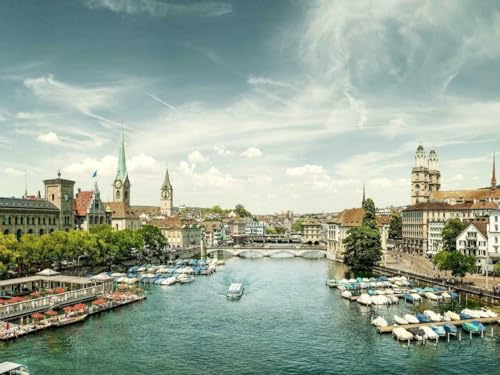 1000-teiliges Puzzle für Erwachsene, Motiv: Zürich Schweiz, Skyline, Poster, Holzpuzzle, Druck, limmat, Fluss, A477, anspruchsvolle Puzzles für Freunde, Familie, Wanddekoration 1000-teiliges Puzzle für Erwachsene, Motiv: Zürich Schweiz, Skyline, Poster, Holzpuzzle, Druck, limmat, Fluss, A477, anspruchsvolle Puzzles für Freunde, Familie, Wanddekoration von Geroclonup