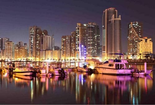 1000-teiliges Puzzle für Erwachsene, Sharjah UAE Skyline, Poster, Holzpuzzle, Banner, arabisches Emirat, Nacht, A417, herausfordernde Puzzles für Freunde, Familie, Wanddekoration 1000-teiliges Puzzle für Erwachsene, Sharjah UAE Skyline, Poster, Holzpuzzle, Banner, arabisches Emirat, Nacht, A417, herausfordernde Puzzles für Freunde, Familie, Wanddekoration von Geroclonup