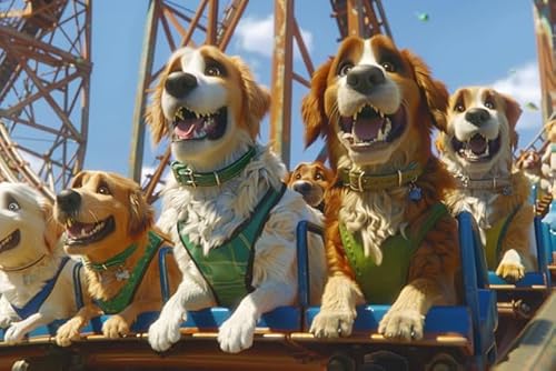 Happy Dogs at The Amusement Park Funny Dog Puzzle 1000 Pieces Jigsaw Puzzles For Adults Challenging Puzzle Perfect for Game Animal Pet Lover Challenging Puzzles for Friends Family von Geroclonup