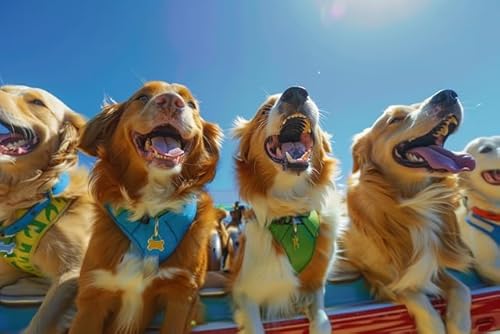 Happy Dogs at The Amusement Park Funny Dog Puzzle 1000 Pieces Jigsaw Puzzles For Adults Challenging Puzzle Perfect for Game Animal Pet Lover Challenging Puzzles for Friends Family von Geroclonup