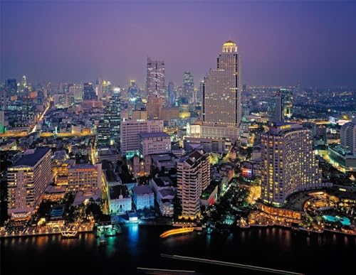 Puzzle für Erwachsene, 1000 Teile, Bangkok Skyline bei Nacht, glänzend, Holzpuzzles, Thailand-Dekor, hängend, A207, anspruchsvolle Puzzles für Freunde, Familie, Wanddekoration Puzzle für Erwachsene, 1000 Teile, Bangkok Skyline bei Nacht, glänzend, Holzpuzzles, Thailand-Dekor, hängend, A207, anspruchsvolle Puzzles für Freunde, Familie, Wanddekoration von Geroclonup