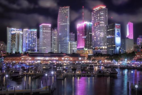 Puzzle für Erwachsene, 1000 Teile, Miami Skyline, Nacht, glänzendes Poster, Bild, Foto, Florida, Wolkenkratzer, Ozean, A050, herausfordernde Puzzles für Freunde und Familie Puzzle für Erwachsene, 1000 Teile, Miami Skyline, Nacht, glänzendes Poster, Bild, Foto, Florida, Wolkenkratzer, Ozean, A050, herausfordernde Puzzles für Freunde und Familie von Geroclonup