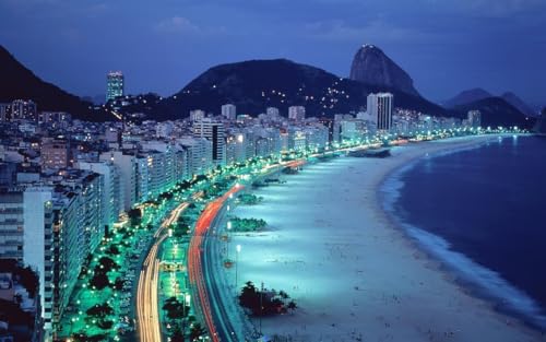 Puzzle für Erwachsene, 1000 Teile, Motiv: Kopakabana bei Nacht, glänzendes Poster, Bild, Foto, Brasilien, Rio, Stadt, Jesus, A039, herausfordernde Puzzles für Freunde und Familie Puzzle für Erwachsene, 1000 Teile, Motiv: Kopakabana bei Nacht, glänzendes Poster, Bild, Foto, Brasilien, Rio, Stadt, Jesus, A039, herausfordernde Puzzles für Freunde und Familie von Geroclonup
