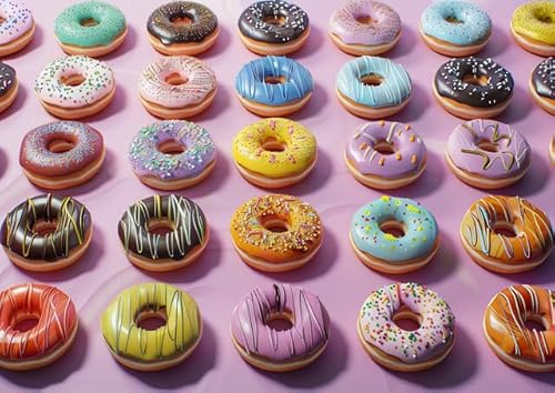 Puzzle für Erwachsene, 1000 Teile, bunte Donuts, herausforderndes Puzzle, perfekt für Spiele, Tierliebhaber, herausfordernde Puzzles für Freunde und Familie von Geroclonup