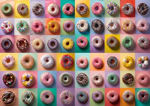 Puzzle für Erwachsene, 1000 Teile, bunte Donuts, herausforderndes Puzzle, perfekt für Spiele, Tierliebhaber, herausfordernde Puzzles für Freunde und Familie Puzzle für Erwachsene, 1000 Teile, bunte Donuts, herausforderndes Puzzle, perfekt für Spiele, Tierliebhaber, herausfordernde Puzzles für Freunde und Familie von Geroclonup