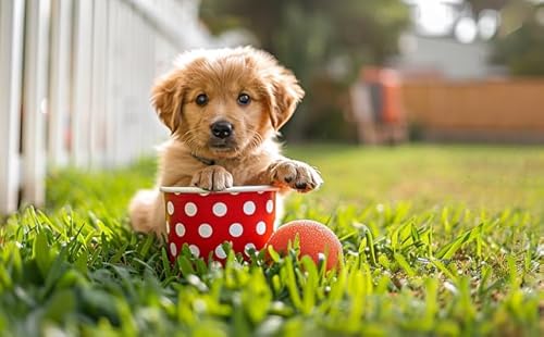 Puzzle für Erwachsene, 1000 Teile, ein kleiner schwarzer und hellbrauner Welpe, der in einer roten gepunkteten Kaffeetasse sitzt, Tierliebhaber, herausfordernde Puzzles für Freunde, Familie Puzzle für Erwachsene, 1000 Teile, ein kleiner schwarzer und hellbrauner Welpe, der in einer roten gepunkteten Kaffeetasse sitzt, Tierliebhaber, herausfordernde Puzzles für Freunde, Familie von Geroclonup