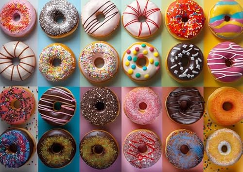 Puzzle für Erwachsene, 1000 Teile, verschiedene Arten und Formen von Donuts, bunte Donuts, herausforderndes Puzzle, perfekt für Spiele, Tierliebhaber, herausfordernde Puzzles für Freunde und Familie Puzzle für Erwachsene, 1000 Teile, verschiedene Arten und Formen von Donuts, bunte Donuts, herausforderndes Puzzle, perfekt für Spiele, Tierliebhaber, herausfordernde Puzzles für Freunde und Familie von Geroclonup