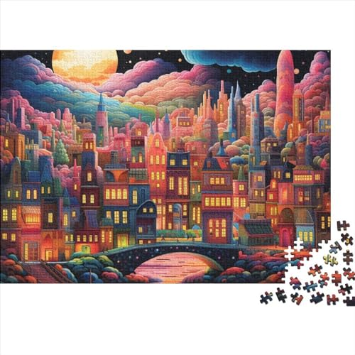 Moon City Erwachsene Puzzles 1000 Teile Geburtstag Geschicklichkeitsspiel Für Die Ganze Familie Lernspiel Wohnkultur Stress Relief 1000pcs (75x50cm) von Gerrit