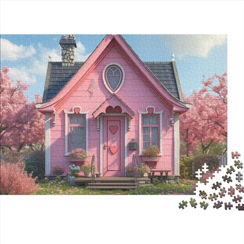 Pink House Puzzles 1000 Teile Für Erwachsene Geburtstag Wohnkultur Lernspiel Family Challenging Games Stress Relief 1000pcs (75x50cm) von Gerrit