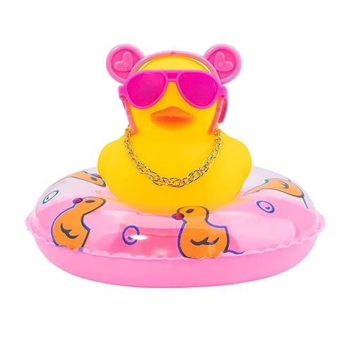 Geruwam Gummi-Ente für das Auto, Auto-Ente mit Quietschelement, Auto-Enten-Dekoration mit Stirnband, Schwimmring, Halskette, Sonnenbrille für Auto, Armaturenbrett, Zuhause, Tisch Geruwam Gummi-Ente für das Auto, Auto-Ente mit Quietschelement, Auto-Enten-Dekoration mit Stirnband, Schwimmring, Halskette, Sonnenbrille für Auto, Armaturenbrett, Zuhause, Tisch von Geruwam