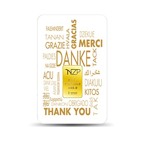 Goldbarren 0.1 Gramm Top - Geschenk Feingehalt 999,9 Goldbarren 0,10g. (Danke - Merci - Thank You) von Geschenkbarren Hapy Birthday