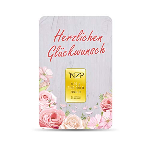 Goldbarren 0.1 Gramm Top - Geschenk Feingehalt 999,9 Goldbarren 0,10g. (Herzlichen Glückwunsch) von Geschenkbarren Hapy Birthday