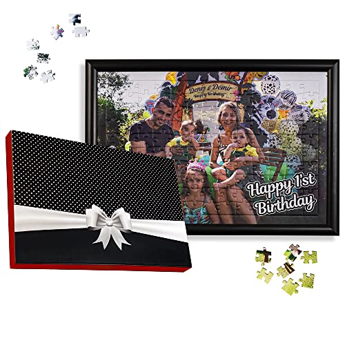 Foto-Puzzle inkl. hochwertiger Geschenkbox mit Rahmen eigenem Foto Bedrucken Puzzle selber gestalten Individuelles Puzzle zum Geschenkidee für Erwachsene Kinder (Weiß Rahmen 130 Teile) von Geschenkelampe
