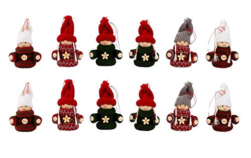 12 Stück Holzpüppchen mit Häkelkleid 8 cm Grau Rot Grün von Geschenkestadl