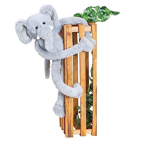 Elefant Kuscheltier 45cm Grau Plüschtier hängend mit Kletthänden von Geschenkestadl