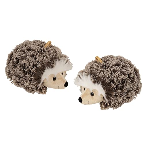 Geschenkestadl 2 Stück Igel Kuscheltier zum Hängen 17 cm Plüschtier Braun Stofftier von Geschenkestadl