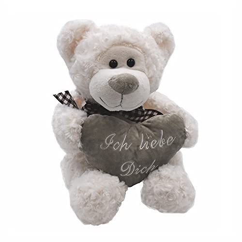 Geschenkestadl Bär mit Schleife und Herz Ich Liebe Dich Kuschelbär 32 cm Teddy Kuscheltier Teddybär Liebe von Geschenkestadl