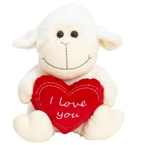 Geschenkestadl Schaf mit Herz Aufschrift I Love You 30cm Kuscheltier Plüschtier von Geschenkestadl