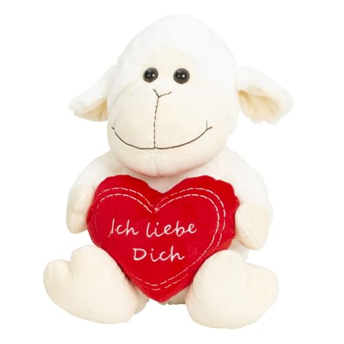 Geschenkestadl Schaf mit Herz Aufschrift Ich Liebe Dich 30cm Kuscheltier Plüschtier von Geschenkestadl