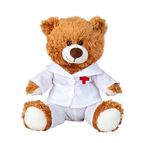 Teddybär Doktor 23 cm braun Arzt Kittel von Geschenkestadl