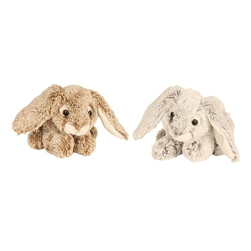Kaninchen Kuscheltier Hase 23 cm Grau und Braun Plüschtier Stofftier Plüsch Hasen (2 Stück) von Geschenkestadl