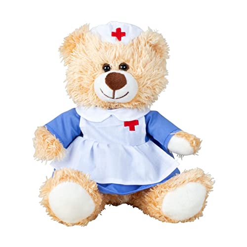 Geschenkestadl Teddybär Krankenschwester 17,5 cm Hellbraun Genesung Krankenhaus Gute Besserung Kuschelbär Kuscheltier Bär Teddy, 884246 von Geschenkestadl