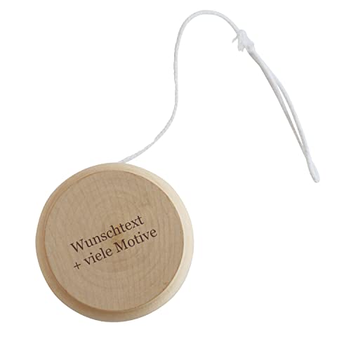 Jo-Jo aus Holz mit individueller Gravur - Name + Motiv - für Kinder und jung Gebliebene - Yoyo als persönliches Geschenk, als Mitgebsel beim Geburtstag, für Jungen und Mädchen von Geschenkissimo