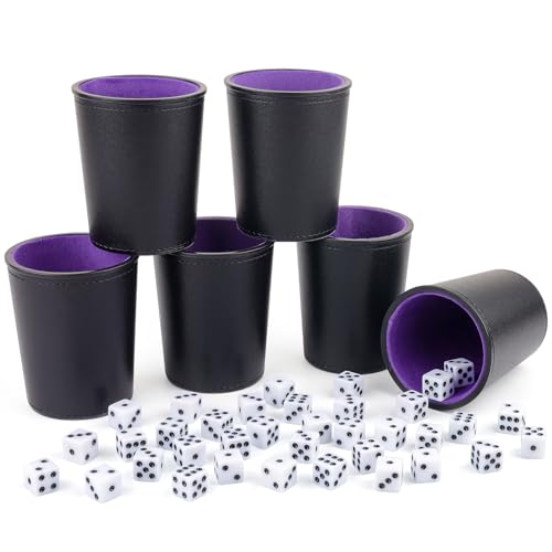 Gesserit Felt-gefüttertes Leder Würfelbecher-Set, 6 leise Würfelbecher mit 36 Würfeln für Bar-Party Yahtzee Farkle Würfelspiele, Lila und Schwarz Gesserit Felt-gefüttertes Leder Würfelbecher-Set, 6 leise Würfelbecher mit 36 Würfeln für Bar-Party Yahtzee Farkle Würfelspiele, Lila und Schwarz von Gesserit