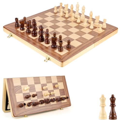 Magnetisches Schachbrett-Set, 15 Zoll Klassisches Faltbrettspiel mit gefilztem Spielfeld zur Aufbewahrung, 2 zusätzlichen Damen und Aufbewahrungsschlitzen Magnetisches Schachbrett-Set, 15 Zoll Klassisches Faltbrettspiel mit gefilztem Spielfeld zur Aufbewahrung, 2 zusätzlichen Damen und Aufbewahrungsschlitzen von Gesserit