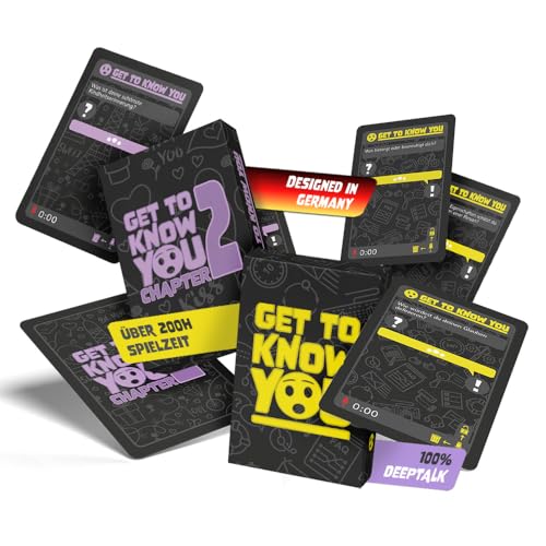Get to know you Chapter 1 & 2 - Das Deeptalk Kartenspiel! | weniger Smalltalk & mehr Intensive Gespräche für Jede Gesellschaft | Eisbrecher - Game | mit 52 Hochwertigen Spielkarten Made in Germany Get to know you Chapter 1 & 2 - Das Deeptalk Kartenspiel! | weniger Smalltalk & mehr Intensive Gespräche für Jede Gesellschaft | Eisbrecher - Game | mit 52 Hochwertigen Spielkarten Made in Germany von Get to know you