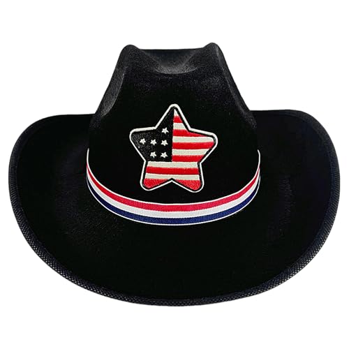 Geteawily Herren Cowboyhut, Cowboyhüte für Frauen - Flagge Cowboy Cowgirl Patriotic Hut 4. Juli - Klassisches Kostümzubehör, Wide Bim Western Filzkleidung für Partyparade Geteawily Herren Cowboyhut, Cowboyhüte für Frauen - Flagge Cowboy Cowgirl Patriotic Hut 4. Juli - Klassisches Kostümzubehör, Wide Bim Western Filzkleidung für Partyparade von Geteawily