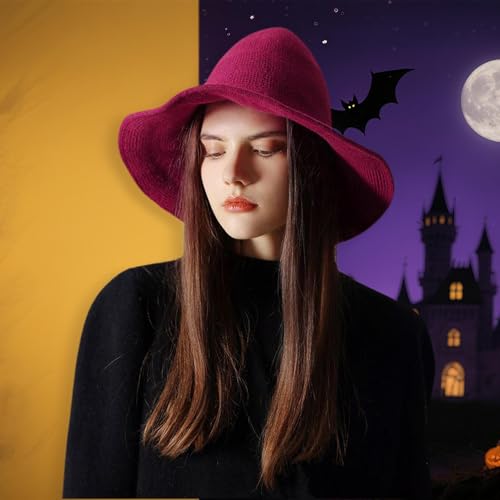Geteawily Hexenhut Kostüm,Halloween Strick Hexenhut Mit Breiter Krempe | Atmungsaktive Kopfbekleidung Zum Verkleiden Für Herren Damen Erwachsene Maskerade Fest Veranstaltung Geteawily Hexenhut Kostüm,Halloween Strick Hexenhut Mit Breiter Krempe | Atmungsaktive Kopfbekleidung Zum Verkleiden Für Herren Damen Erwachsene Maskerade Fest Veranstaltung von Geteawily