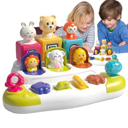 Geteawily Knopfspielzeug für Kinder, Pop-Tierspielzeug | Ursache und Wirkung Tiertierspielzeug | Interaktive Tierspielzeugkiste, Lernspielzeug für die frühe Entwicklung für Jungen und Mädchen von Geteawily