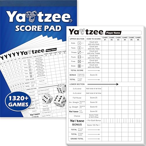 Gethelud 110 Blatt Spielblock für Yahtzee, 220 Abreißblätter, großer Druck, kompatibel für Yahtzee und Yardzee (15cm x 23cm) von Gethelud