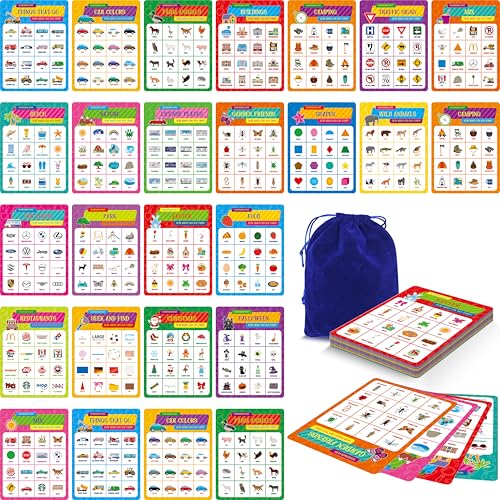 Road Trip Bingo-Spiel, 30 doppelseitige Spielbretter (Tier, Urlaub, Gebäude, Fahrzeug-Themen), trocken abwischbare Schnitzeljagd-Bingo-Spiele für Roadtrip, Autoreisen, Outdoor-Aktivitäten für Kinder von Gethelud