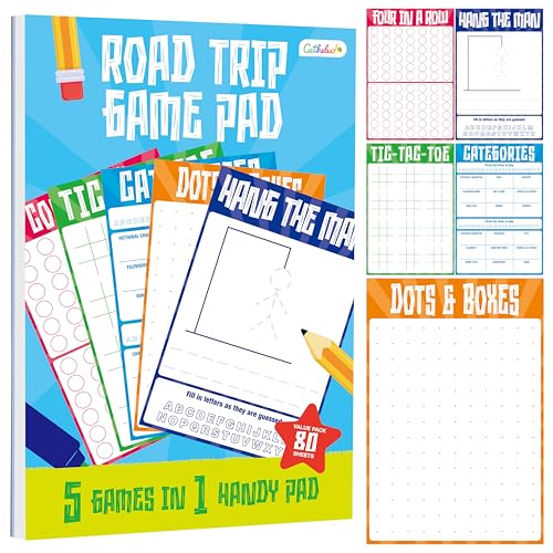 Road Trip Game Pad, 80 Abreißblätter, 5 klassische Spiele in 1 Block, Punkte & Boxen, Tic-Tac-Toe, Kategorien, Flugzeugreisen, Autofahrten, Stift- und Papierspiel für Kinder, Erwachsene (10,2 x 15,2 Road Trip Game Pad, 80 Abreißblätter, 5 klassische Spiele in 1 Block, Punkte & Boxen, Tic-Tac-Toe, Kategorien, Flugzeugreisen, Autofahrten, Stift- und Papierspiel für Kinder, Erwachsene (10,2 x 15,2 von Gethelud
