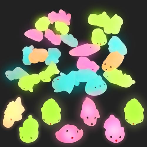 Getyjoe Mini Mochi Squishy 30 Stück Anti Stress Toys Squeeze Leuchtend Squeeze Squishy Kawaii Kleine Tiere Anti Stress Spielzeug(Zufälliger Stil und Farbe) von Getyjoe