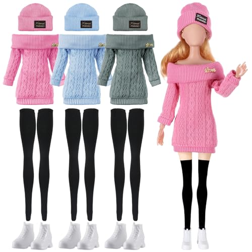 Geyoga 3 Set mit 12 Stück Winter-Weihnachtspuppenkleidung und Zubehör, 30,5 cm Puppenanzug, Puppenhose, Schuhe, Pullover, Outfits, Puppen sind nicht im Lieferumfang enthalten (Salbeigrün, Hellblau, Geyoga 3 Set mit 12 Stück Winter-Weihnachtspuppenkleidung und Zubehör, 30,5 cm Puppenanzug, Puppenhose, Schuhe, Pullover, Outfits, Puppen sind nicht im Lieferumfang enthalten (Salbeigrün, Hellblau, von Geyoga