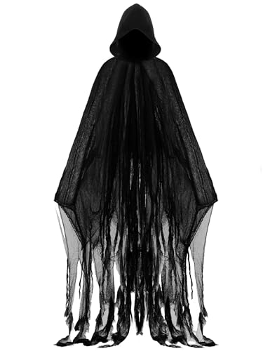 Geyoga Kapuzenumhang, Mittelalterliche Renaissance, Gothic, Zauberer, Umhang, Sensenmann, Cosplay-Kostüm für Erwachsene (Dunkelgrau, L) von Geyoga