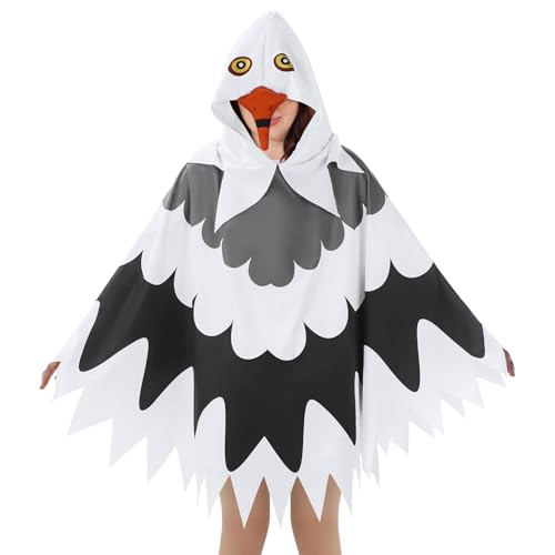 Geyoga Möwen-Kostüm mit Kapuze, Umhang für Erwachsene, Halloween, Vogel, Cosplay, Zubehör, Unisex, Tierparty, Umhang für Damen und Herren Geyoga Möwen-Kostüm mit Kapuze, Umhang für Erwachsene, Halloween, Vogel, Cosplay, Zubehör, Unisex, Tierparty, Umhang für Damen und Herren von Geyoga